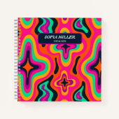 Moderne Groovy Kleurrijke Retro Regenboog Boho Abs Notitieboek (Voorkant)