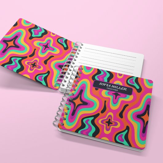 Moderne Groovy Kleurrijke Retro Regenboog Boho Abs Notitieboek