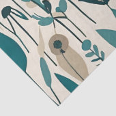 Moderne Groovy Retro Mod Blauwgroen Flowers Tissuepapier (Detail)