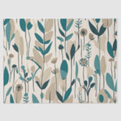 Moderne Groovy Retro Mod Blauwgroen Flowers Tissuepapier (Voorkant)