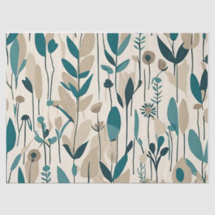 Moderne Groovy Retro Mod Blauwgroen Flowers Tissuepapier
