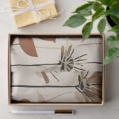 Moderne Groovy Retro Rusty Bruine Bloemen Tissuepapier (Geschenk)