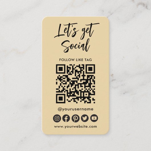 Moderne Groovy Social Media QR Code is verbonden m Visitekaartje (Voorkant)