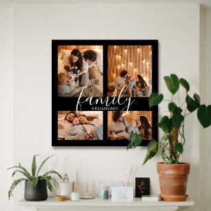 Moderne grote 4 foto familie collage canvas afdruk