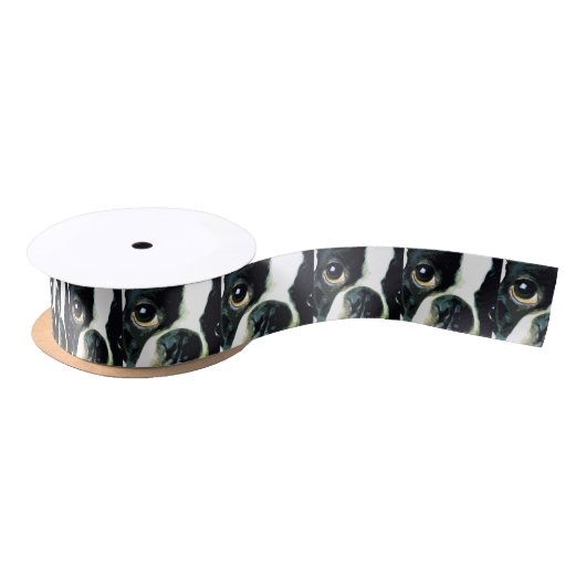 moderne grote Boston Terrier Satijnen Lint (Spoel)