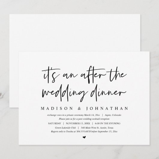 Moderne Grote Bruiloft, Na het bruilofts diner Kaart (Voorkant / Achterkant)