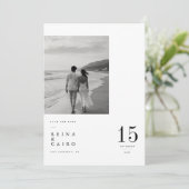Moderne grote datum foto save the date kaart (Staand voorkant)