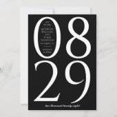 Moderne grote datum op zwarte achtergrond save the date (Voorkant)