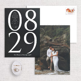 Moderne grote datum op zwarte achtergrond save the date