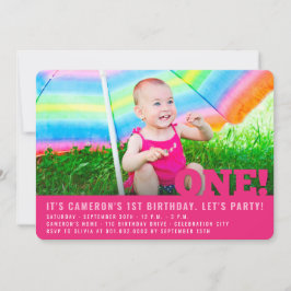 Moderne Grote Een Baby Meisje Eerste Verjaardagsfe Kaart