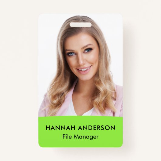 Moderne Grote Foto Medewerker QR ID Badge (Voorkant)