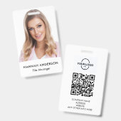 Moderne grote foto personeel QR ID-badge Badge (Voor- en achterkant)