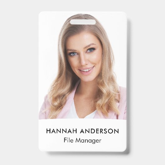 Moderne grote foto personeel QR ID-badge Badge (Voorzijde)