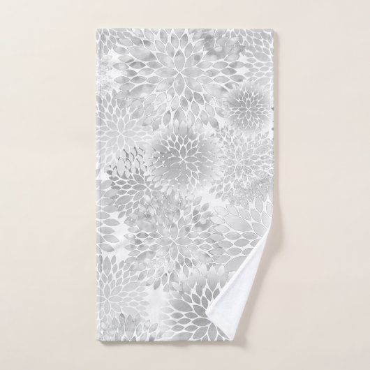 Moderne grote grijze dahlia's bad handdoek (Handdoek)