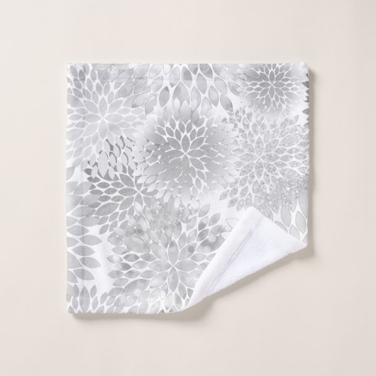 Moderne grote grijze dahlia's bad handdoek (Wasdoekje)
