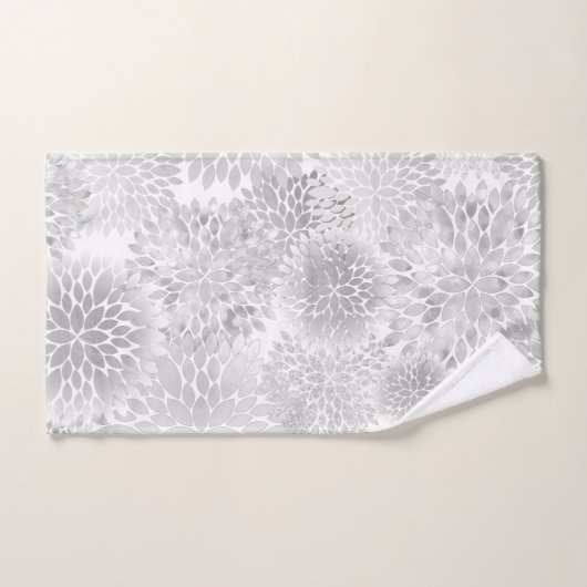 Moderne grote grijze dahlia's bad handdoek (Handdoek)