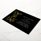 Moderne grote letters op zwarte Save the Date Folie Uitnodiging (Gedraaid)