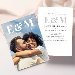 Moderne grote Monogram Initialen Foto Save The Date