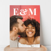 Moderne Grote Monogram Initialen Foto Zwart Wit Save The Date