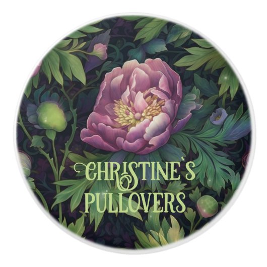 Moderne grote paarse bloemenrijke loof decor keramische knop (Voorkant)