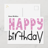 Moderne Grote Typografie Roze Glitter Gelukkige Ve Briefkaart (Voorkant / Achterkant)