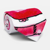 Moderne Grote Vette Kat Artisan Satijn Stropdas (Opgerold)