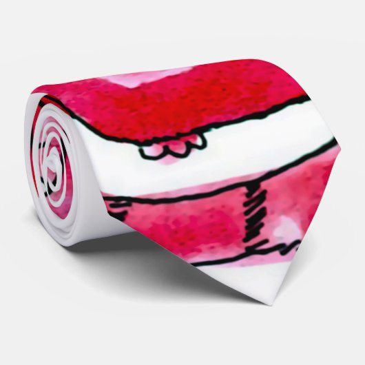 Moderne Grote Vette Kat Artisan Satijn Stropdas (Opgerold)