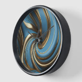 Moderne grote wandklok met chique blauwe werveling (Hoek)
