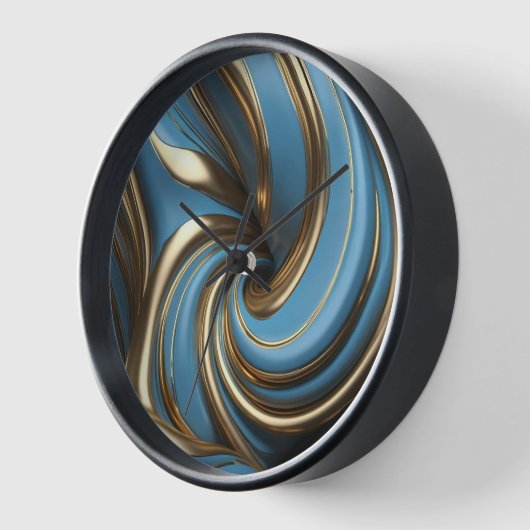 Moderne grote wandklok met chique blauwe werveling (Hoek)