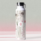 Moderne Grote Wildbloem Monogram Lichtroze Groen Waterfles