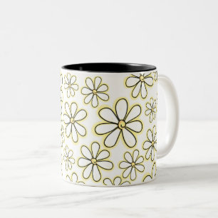 Moderne grote witte en gele alk Daisies Tweekleurige Koffiemok