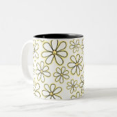 Moderne grote witte en gele alk Daisies Tweekleurige Koffiemok (Voorkant links)