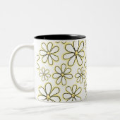 Moderne grote witte en gele alk Daisies Tweekleurige Koffiemok (Links)