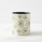 Moderne grote witte en gele alk Daisies Tweekleurige Koffiemok (Center)