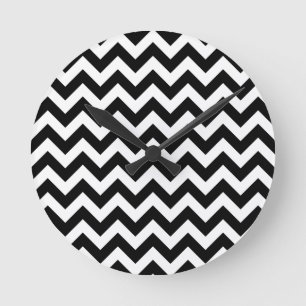 , moderne grote witte en zwarte Chevrons Ronde Klok