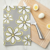 Moderne grote witte gele dagen grijs theedoek (Quarter Fold)