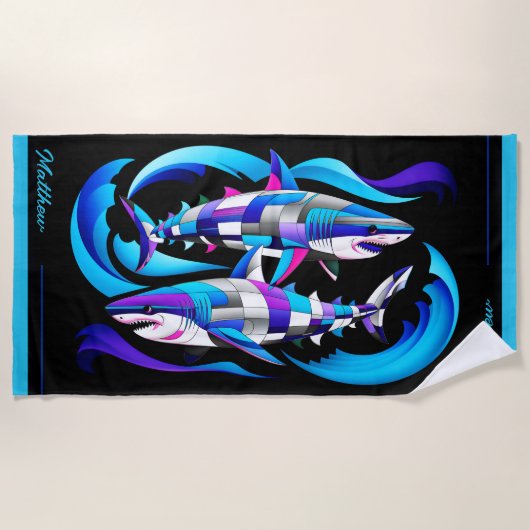 Moderne grote witte haaien  strandlaken (Voorkant)