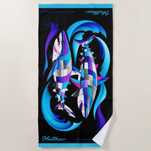 Moderne grote witte haaien  strandlaken (Voorkant)