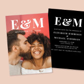 Moderne grote witte monogram Initialen foto zwart Save The Date