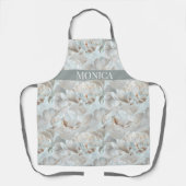 Moderne grote witte pioenroos bloem schort (Voorkant)