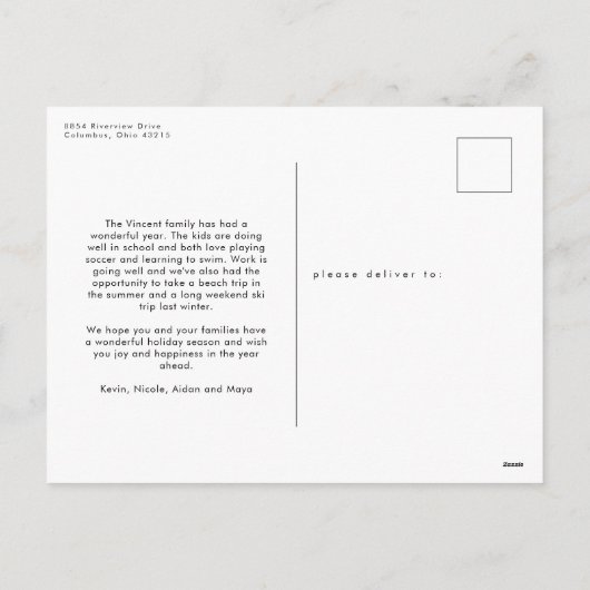 Moderne, grove roze script 6 foto kerstcollage feestdagenkaart (Achterkant)