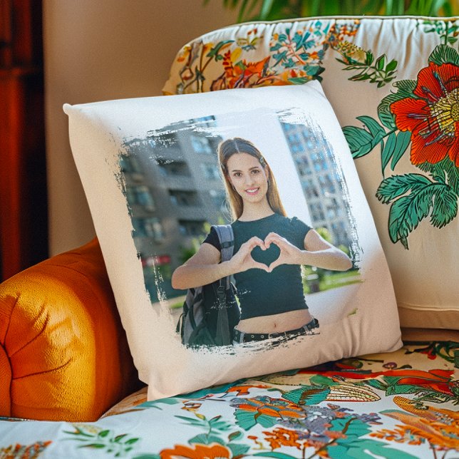 Moderne Grunge Border foto's Kussen (Create Your Own Photo Pillow)