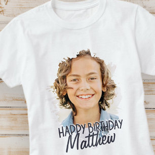 Moderne Grunge Cool Custom Foto Verjaardag Groet T-shirt