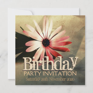 Moderne Grunge Coral Pink Flower Custom Invitation Kaart