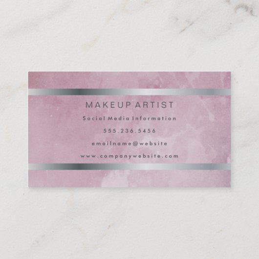 Moderne Grunge Faux Zilveren Trim Visitekaartje (Achterkant)