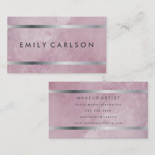 Moderne Grunge Faux Zilveren Trim Visitekaartje (Voorkant / Achterkant)