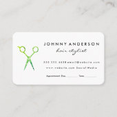 Moderne Grunge Groene Schaar Afspraak II Afsprakenkaartje (Voorkant)