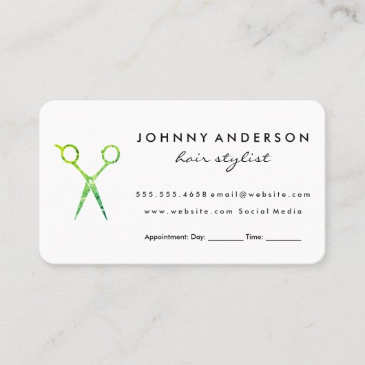 Moderne Grunge Groene Schaar Afspraak II Afsprakenkaartje (Voorkant)