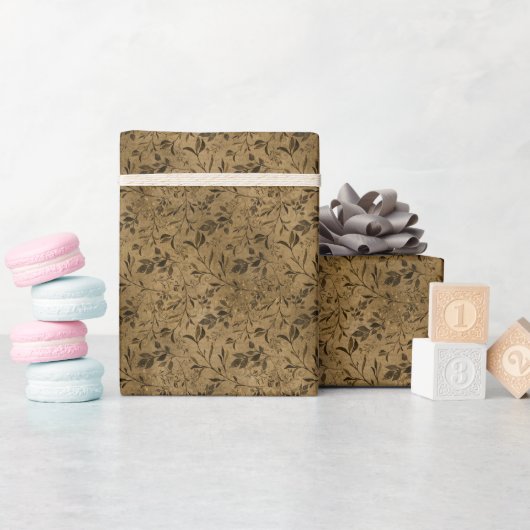 Moderne Grunge Leaf Pattern Wrapping Paper Roll Cadeaupapier (Baby Shower)