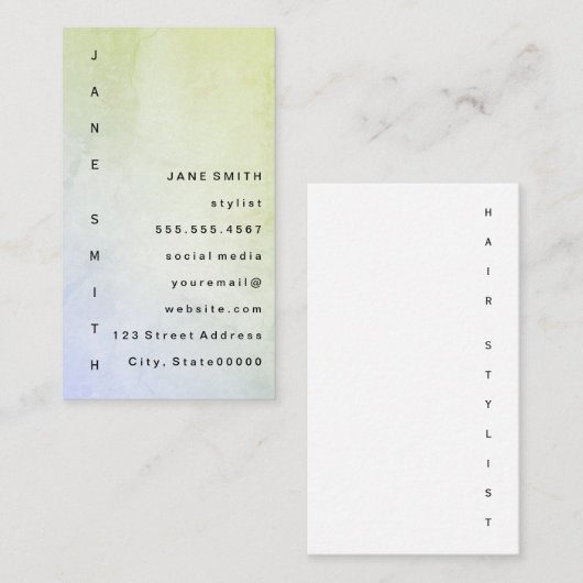 Moderne Grunge met verticale tekst Visitekaartje (Voorkant / Achterkant)